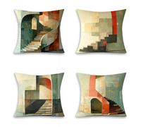 Abstracto Fundas Cojines Sofa, Arte Funda de Cojín Decorativa 40x40cm Juego de 4, Cuadradas Suaves Pillow Case con Cremallera Invisible, Decorativa para Sofá y Cama, Salón Exterior Jardin, V-9665