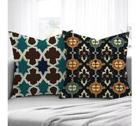 Abstracto Fundas de Cojines 30x30cm, Geometría Fundas para Sofa xxl Juego de 2 Suave Cómodo Cuadrado Cojines Exterior con Cremallera Invisible para Silla Dormitorio halloween Decorar Regalos R1-212