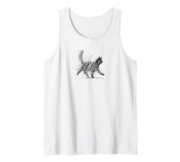 Abstracto Garabato Gato Caótico Energía Desordenado Líneas Finas Arte Camiseta sin Mangas