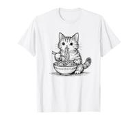 Abstracto Gato Ramen Bosquejo Gatito Garabatos Arte Minimalista Camiseta