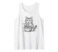Abstracto Gato Ramen Bosquejo Gatito Garabatos Arte Minimalista Camiseta sin Mangas