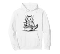 Abstracto Gato Ramen Bosquejo Gatito Garabatos Arte Minimalista Sudadera con Capucha