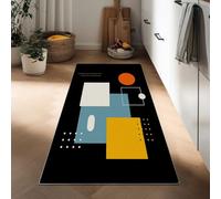 Abstracto Geométrico Líneas Minimalista Alfombras Sala de Estar Cocina Corredores Largo Alfombras Brida Antideslizante Lavable Lavandería Baño Interior Al Aire Libre Portero, Negro, 40 x 120 cm
