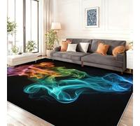 Abstracto Humo Minimalismo Alfombra, Multicolor Alfombra de Franela Suave, Antideslizante y Lavable para Sala de Estar, Dormitorio y habitación Infantil 120 x 180 cm