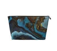 Abstracto Líquido Mármol Azul Dorado, Bolsa de Maquillaje Bolsa de cosméticos Bolsa de artículos de tocador de Viaje portátil Bolsa de artículos de tocador
