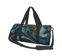 Abstracto Líquido Mármol Azul Dorado, Bolsa de Viaje de Gran Capacidad, Bolso Redondo, Bolsa de Viaje Deportiva, Bolsa de Mano, Bolsa de Fitness