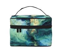 Abstracto Marmoleado Océano Azul Marino Verde Azulado, Bolsa de Maquillaje Bolsa de cosméticos Bolsa de Aseo de Viaje portátil Estuche para lápices