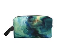 Abstracto Marmoleado Océano Azul Marino Verde Azulado, Bolsa de Maquillaje Bolsa de cosméticos Bolsa de artículos de tocador de Viaje portátil Organizador de Bolsa de Maquillaje