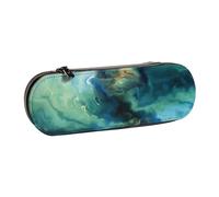 Abstracto Marmoleado Océano Azul Marino Verde Azulado, Estuche para lápices Estuche para lápices de Cuero de PU Estuche para lápices de Gran Capacidad Estuche para lápices Bolsa de cosméticos