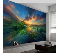 Abstracto Murales De Papel Pintado 450 x 280 cm, Fotomurales Pared Tejido No Tejido Amanecer Cielo Nubes Decorativos Murales póster para Dormitorio Salón TV Pared