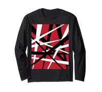 Abstracto Negro Rojo y Blanco Aleatorio Líneas y Rayas Diseño Manga Larga