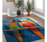 abstracto Oil 120x180cm Painting Style lavable habitacion infantil Alfombra Impressionism Alfombras for salon Patio Colorful Parrot Pattern Soft resistente manchas Alfombrilla dormitorio Tapete