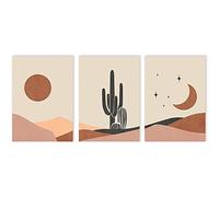 Abstracto Paisaje Boho PóSter Sol Y Luna Lienzo ImpresióN Pintura Desierto Cactus Pared Cuadros NóRdico Pared Arte Vida HabitacióN Hogar Decoracion Sin Marco 40×60cm×3 Piezas