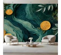 Abstracto Papel Pintado 300 x 210 cm Verde Oscuro Papel Tapiz Fotográfico | Papel Pintado Papel Tapiz Fotográfico Fotomurales Pared Murales Mate Impermeable para Habitación de Niña Habitación de Niño