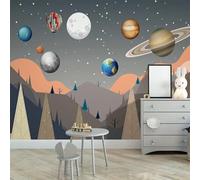 Abstracto Picos Montañosos Planetas Estrellas Globo Aerostático 3D Papel Pintado Pared Fácil Instalación Oficina Sala Estar Sofá Dormitorio TV Fondos Decoración-350cm×256cm