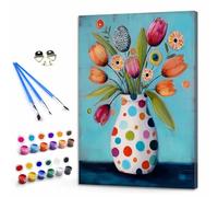 Abstracto Pintar por Numeros Niños, Pintar por Numeros Adultos Florero Paint by Numbers Principiantes, Manualidades Niños 10 Años DIY Kit de Pintura al Óleo de Lienzo 20x30cm Sin Marco Y3-1141