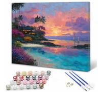 Abstracto Pintar por Numeros Niños, Pintar por Numeros Adultos Playa Paint by Numbers Principiantes, Manualidades Niños 10 Años DIY Kit de Pintura al Óleo de Lienzo Decoracion 20x30cm Sin Marco Y3-273