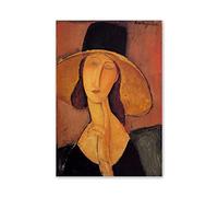 Abstracto Retrato Pintura Al óleo de Amedeo Modigliani-Reproducciones de Cuadros Famosos-Impresión En Lieno-Decoración De La Pared (Retrato De Jeanne Hebuterne)30x45cm(12x18in)Sin marco