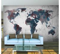 Abstracto Retro Dibujado A Mano Mapa Del Mundo Arte 3D Papel Pintado Pared Fácil Instalación Oficina Sala Estar Sofá Dormitorio TV Fondos Decoración-400cm×280cm