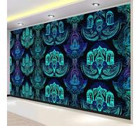 Abstracto Temas Geométricos Caleidoscopio Fotomurales no Tejido Azul Verdoso, 400 x 280 cm Papel Pintado Decoración de Pared moderna, Murales póster efecto 3D, Decorativos Murales para Salón TV Pared
