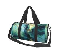 Abstracto Veteado Azul Marino Verde Azulado, Bolsa de Viaje de Gran Capacidad, Bolso Redondo, Bolsa de Viaje Deportiva, Bolsa de Mano, Bolsa de Fitness