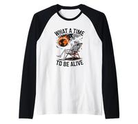 ABSURDISTA Divertido Que Tiempo para Estar Vivo Camiseta Manga Raglan
