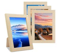 Absyrony Set de 4 Marcos de Fotos, Marco de Fotos de Madera Pequeños 15 x 10CM, Portafotos con Vidrio Acrílico Inastillable y Soporte, para Colgar en la Pared o Sobre la Mesa Decoracion