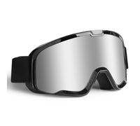 abtong Gafas de motocross, gafas de cross ATV Dirt Bike Off Road MX MTB Gafas de moto de alta calidad anti niebla protección UV, correa ajustable para adultos (lentes plateadas)