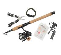 Abu Garcia DIPLOMAT Wilderness Survival Combo, Kit completo de pesca y supervivencia para aventuras al aire libre con Paracord para emergencias, multiherramienta, pulsera, camping senderismo bushcraft