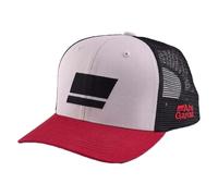 Abu Garcia Gorra de Pesca Flag Trucker | Gorra de Corona Media con Cierre a presión | Logotipo de Bandera en la Parte Delantera y Bordado con el Nombre de la Marca en el Lateral | Gris/Rojo/Negro