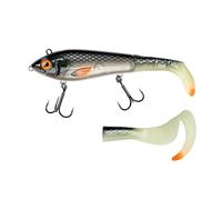 Abu Garcia Svartzonker McHybrid Hybrid Señuelo de Pesca - Diseño híbrido Blando y Duro para la Pesca de lucios, percas y truchas en Agua Dulce y Salada - Pintado a Mano, Glow Shad 20 cm