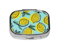 Abucaky - Pastillero con 2 compartimentos, diseño de fruta de limón amarillo, organizador portátil