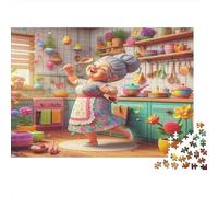 Abuela Alegre cocinando Puzzles 1000 Piezas Papel Reciclado para Adultos Puzzle para Adultos Juego Educativo con desafío Excelente Idea de Regalo para la relajación 52x38cm/1000pcs