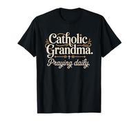 Abuela Católica Crucifix Flowers Praying Daily Catholic Camiseta