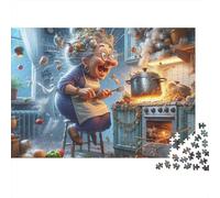 Abuela Cocinando Divertida Puzzle de 1000 Piezas Papel para Adultos Cocina Animada Juego de Puzzle 1000 Piezas Familia Relajante Decoración Regalo 70x50cm/1000pcs