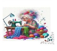 Abuela costurera Puzzle 1000 Piezas Papel Reciclado para Adultos Puzzle para Adultos Juego Familiar Divertido y desafiante Juego Educativo para descompresión 70x50cm/1000pcs