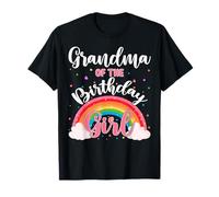 Abuela De La Niña Cumpleaños Rainbow Fiesta De Cumpleaños Familia Camiseta