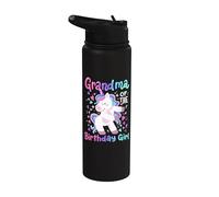 Abuela del Cumpleaños Niña Flossing Unicornio Familia Mujeres Stainless Steel Insulated Water Bottle