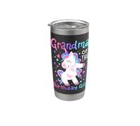 Abuela del Cumpleaños Niña Flossing Unicornio Familia Mujeres Vaso térmico de acero inoxidable de doble pared