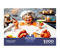 Abuela divirtiéndose en baño 1000 Piezas - Set De Puzzle Aura de Adultos Mayores juguetones Premium, Cartón Resistente - DIY Super Divertido para La Familia, Decoración Bonita, 38x26cm/1000pcs
