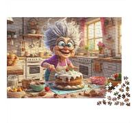 Abuela Feliz Cocinando en Cocina Puzzle de 1000 Piezas Papel Puzzle para Adultos Puzzle para Toda la Familia Relajación Hogar Regalo Decorativo 38x26cm/1000pcs