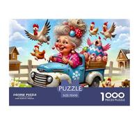 Abuela granjera Conduce camión Puzzle de 1000 Piezas para Adultos Juego de Puzzle 1000 Piezas Vida Rural Papel Antiestrés Decoración Regalo 70x50cm/1000pcs