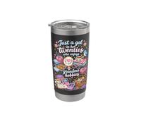 Abuela Hobbies Gen Z Girl in Twenties Crochet Bingo Birds Vaso térmico de acero inoxidable de doble pared