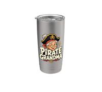 Abuela Pirata Gracioso Abuela Familia Humor Vaso térmico de acero inoxidable de doble pared
