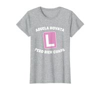 Abuela Principiante, Pero Muy Bonita. En la práctica Camiseta, Mujer, Gris Jaspeado, S