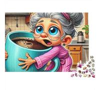 Abuela Puzzle 1000 Piezas Taza de café Grande Cartón Reciclado para Parejas Decoración Pared para Entretenimiento Oferta Mejor Regalo 70x50cm/1000pcs