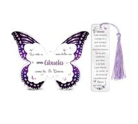 Abuela Regalos Día de la Madre Apreciar Regalo para Cumpleaños Abuelita Regalo Día de la Familia Mujeres Navidad Carteles y Placas Marcapáginas Acrílico 2 Piezas Mariposa de Año Nuevo para Ella