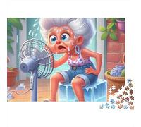 Abuela Rompecabezas 1000 Piezas Ventilador Fresco Cartón Premium para Adultos Decoración Pared para Entretenimiento Mejor Regalo Oferta 52x38cm/1000pcs