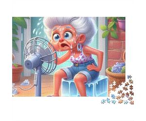 Abuela Rompecabezas 1000 Piezas Ventilador Fresco Cartón Premium para Adultos Decoración Pared para Entretenimiento Mejor Regalo Oferta 52x38cm/1000pcs