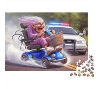 Abuela Silla de Ruedas Eléctrica Puzzle de 1000 Piezas Puzzle para Adultos Persecución Policial Juego de Puzzle 1000 Piezas Relajación Regalo Decoración 52x38cm/1000pcs